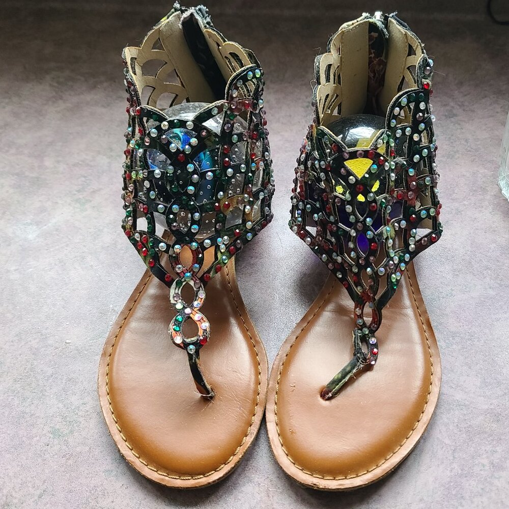 Zigi Soho Multicolour Gladiator Sandals, Multicolour stone embellishments 7.5